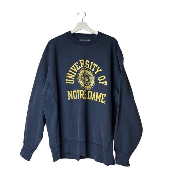 University of Notre Dame Champion Reverse Weave Crewneck Navy Blue SZ XL Unisex - Picture 2 of 10